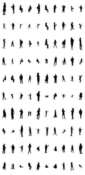 Vector Silhouetten Overzicht Silhouetten Van Mensen Contourtekening Personensilhouet Icoon Set — Stockvector