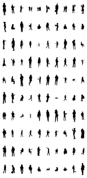 Vector Silhouettes Outline Silhouettes People Contour Drawing People Silhouette Icon — 스톡 벡터