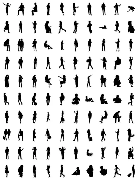 Silhouettes Vectorielles Silhouettes Esquissées Personnes Dessin Contour Silhouette Personnes Icône — Image vectorielle