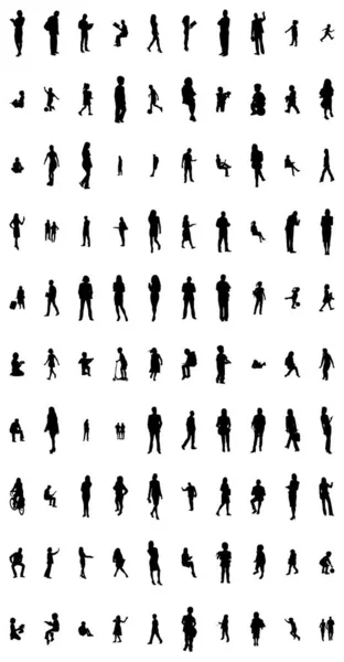 Vector Silhouettes Outline Silhouettes People Contour Drawing People Silhouette Icon — Stock Vector