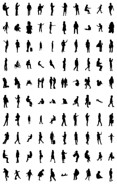 Vector Silhouettes Outline Silhouettes People Contour Drawing People Silhouette Icon — Stock Vector