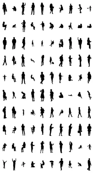 Vector Silhouettes Outline Silhouettes People Contour Drawing People Silhouette Icon — 스톡 벡터