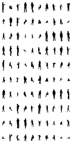 Vector Silhouettes Outline Silhouettes People Contour Drawing People Silhouette Icon — 스톡 벡터