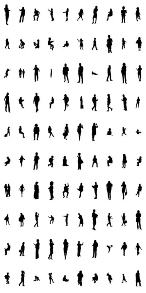 Vector Silhouetten Overzicht Silhouetten Van Mensen Contourtekening Personensilhouet Icoon Set — Stockvector