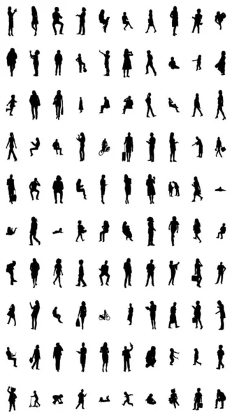 Vector Silhouettes Outline Silhouettes People Contour Drawing People Silhouette Icon — Stock Vector