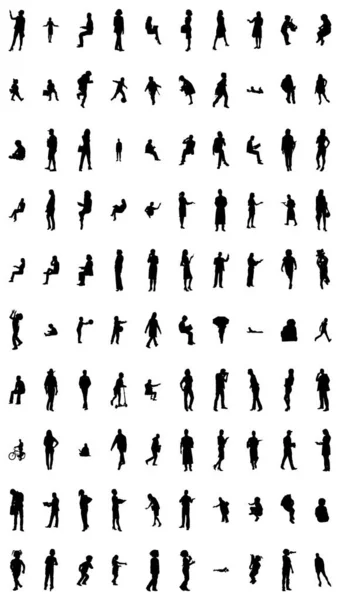 Vector Silhouettes Outline Silhouettes People Contour Drawing People Silhouette Icon — 스톡 벡터