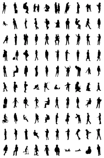 Silhouettes Vectorielles Silhouettes Esquissées Personnes Dessin Contour Silhouette Personnes Icône — Image vectorielle