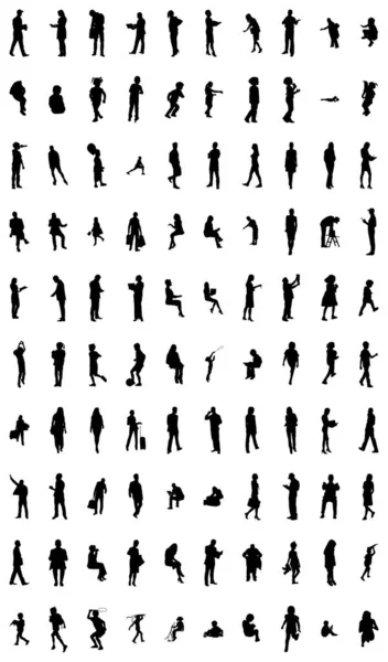 Vector Silhouettes Outline Silhouettes People Contour Drawing People Silhouette Icon — 스톡 벡터