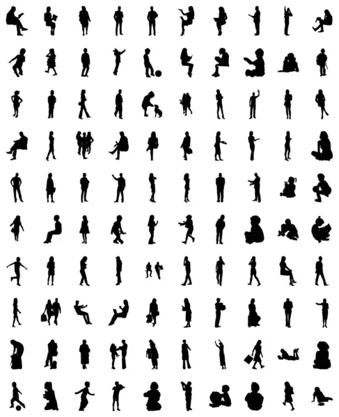 Vector Silhouettes Outline Silhouettes People Contour Drawing People Silhouette Icon — Stock Vector