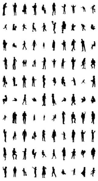 Vector Silhouettes Outline Silhouettes People Contour Drawing People Silhouette Icon — 스톡 벡터