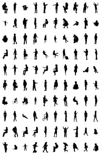 Vector Silhouettes Outline Silhouettes People Contour Drawing People Silhouette Icon — 스톡 벡터