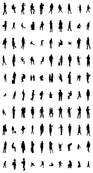 Vector Silhouetten Overzicht Silhouetten Van Mensen Contourtekening Personensilhouet Icoon Set — Stockvector