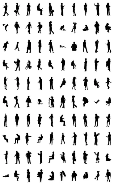 Silhouettes Vectorielles Silhouettes Esquissées Personnes Dessin Contour Silhouette Personnes Icône — Image vectorielle