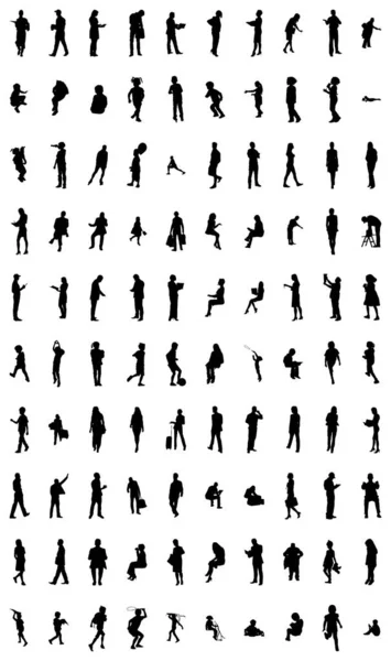 Silhouettes Vectorielles Silhouettes Esquissées Personnes Dessin Contour Silhouette Personnes Icône — Image vectorielle