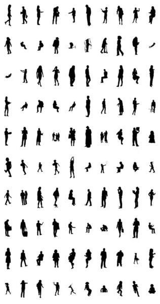 Vector Silhouettes Outline Silhouettes People Contour Drawing People Silhouette Icon — 스톡 벡터