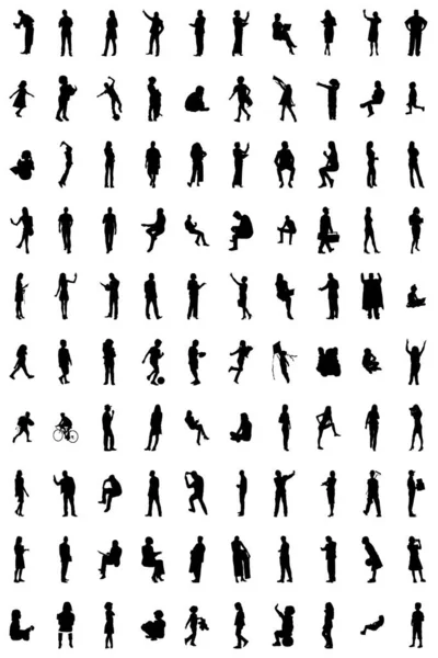 Silhouettes Vectorielles Silhouettes Esquissées Personnes Dessin Contour Silhouette Personnes Icône — Image vectorielle