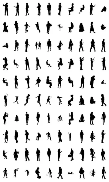 Vector Silhouettes Outline Silhouettes People Contour Drawing People Silhouette Icon — 스톡 벡터