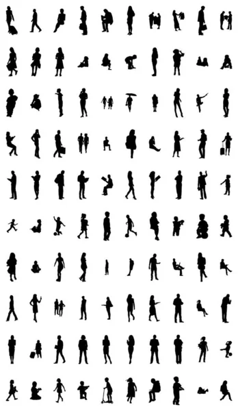 Silhouettes Vectorielles Silhouettes Esquissées Personnes Dessin Contour Silhouette Personnes Icône — Image vectorielle