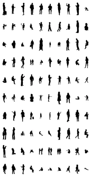 Silhouettes Vectorielles Silhouettes Esquissées Personnes Dessin Contour Silhouette Personnes Icône — Image vectorielle