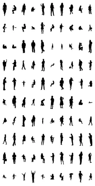 Vector Silhouettes Outline Silhouettes People Contour Drawing People Silhouette Icon — 스톡 벡터