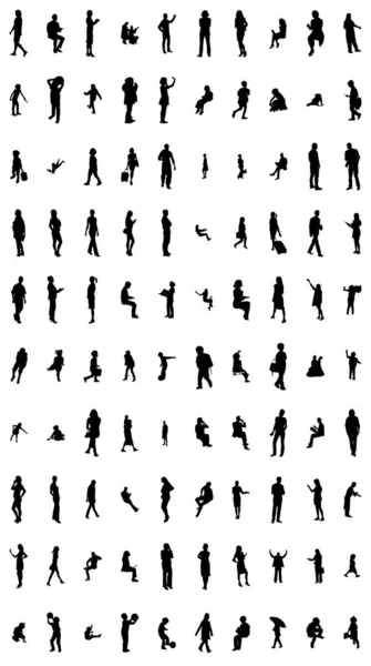 Silhouettes Vectorielles Silhouettes Esquissées Personnes Dessin Contour Silhouette Personnes Icône — Image vectorielle