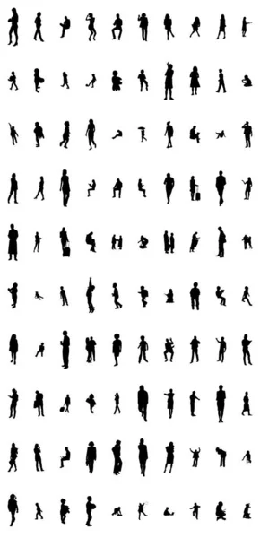 Vector Silhouettes Outline Silhouettes People Contour Drawing People Silhouette Icon — 스톡 벡터