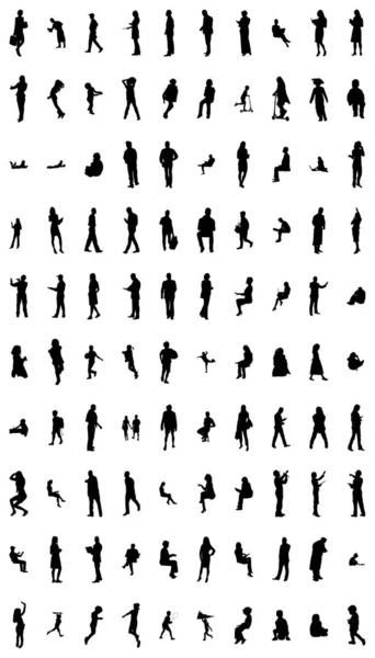 Silhouettes Vectorielles Silhouettes Esquissées Personnes Dessin Contour Silhouette Personnes Icône — Image vectorielle