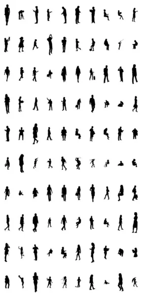 Vector Silhouettes Outline Silhouettes People Contour Drawing People Silhouette Icon — 스톡 벡터