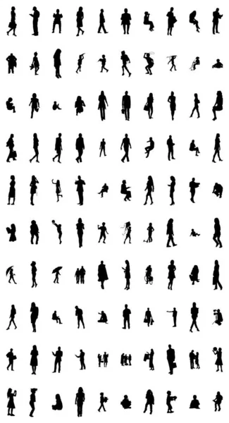 Vector Silhouettes Outline Silhouettes People Contour Drawing People Silhouette Icon — 스톡 벡터