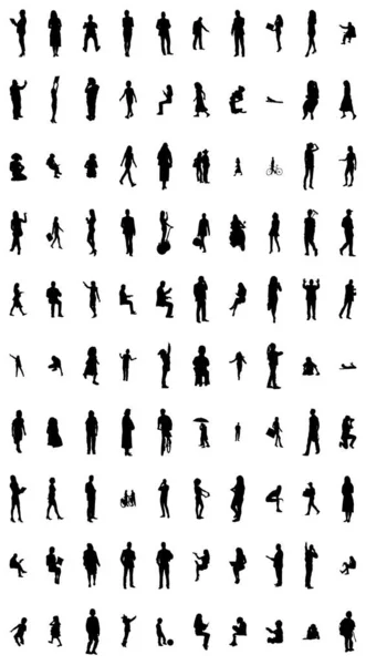 Silhouettes Vectorielles Silhouettes Esquissées Personnes Dessin Contour Silhouette Personnes Icône — Image vectorielle