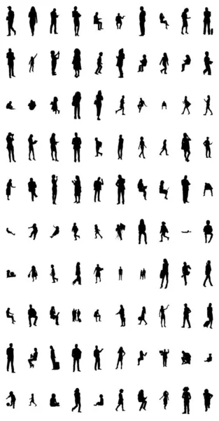 Silhouettes Vectorielles Silhouettes Esquissées Personnes Dessin Contour Silhouette Personnes Icône — Image vectorielle