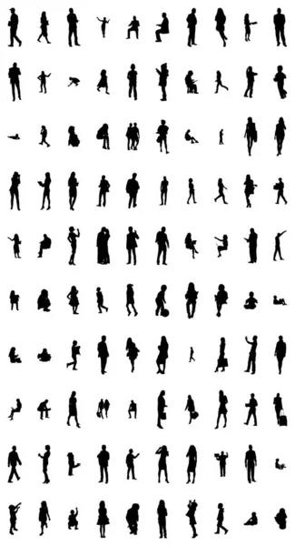 Vector Silhouetten Overzicht Silhouetten Van Mensen Contourtekening Personensilhouet Icoon Set — Stockvector