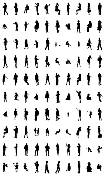 Silhouettes Vectorielles Silhouettes Esquissées Personnes Dessin Contour Silhouette Personnes Icône — Image vectorielle