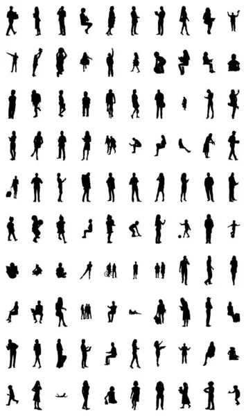 Silhouettes Vectorielles Silhouettes Esquissées Personnes Dessin Contour Silhouette Personnes Icône — Image vectorielle