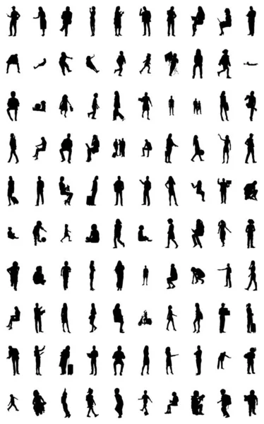 Silhouettes Vectorielles Silhouettes Esquissées Personnes Dessin Contour Silhouette Personnes Icône — Image vectorielle