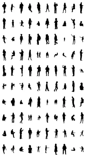 Vector Silhouettes Outline Silhouettes People Contour Drawing People Silhouette Icon — 스톡 벡터