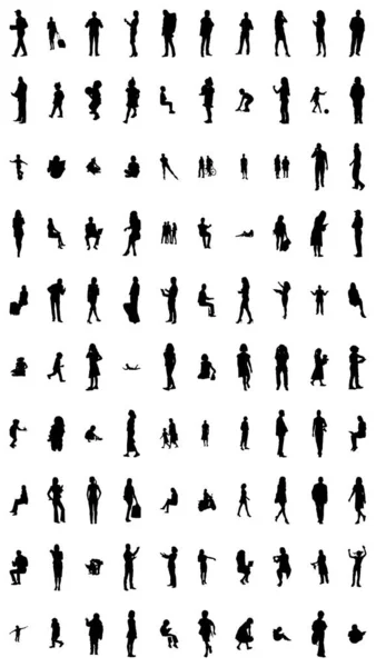 Silhouettes Vectorielles Silhouettes Esquissées Personnes Dessin Contour Silhouette Personnes Icône — Image vectorielle