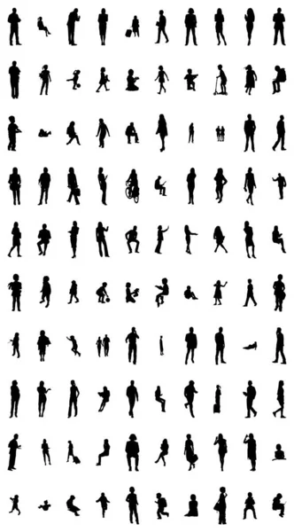 Vector Silhouettes Outline Silhouettes People Contour Drawing People Silhouette Icon — 스톡 벡터