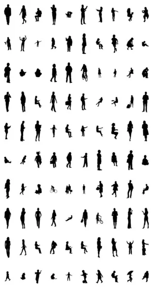 Vector Silhouetten Overzicht Silhouetten Van Mensen Contourtekening Personensilhouet Icoon Set — Stockvector