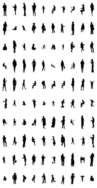 Vector Silhouetten Overzicht Silhouetten Van Mensen Contourtekening Personensilhouet Icoon Set — Stockvector