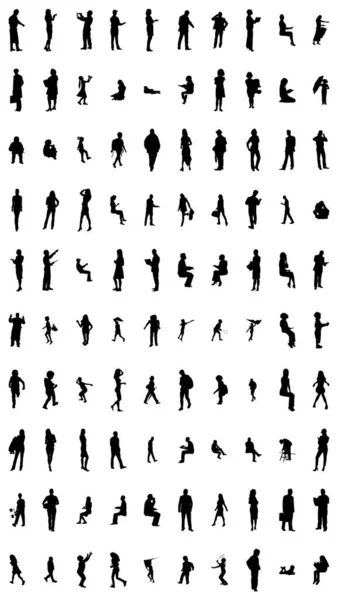 Vector Silhouettes Outline Silhouettes People Contour Drawing People Silhouette Icon — Stock Vector