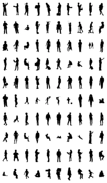 Silhouettes Vectorielles Silhouettes Esquissées Personnes Dessin Contour Silhouette Personnes Icône — Image vectorielle