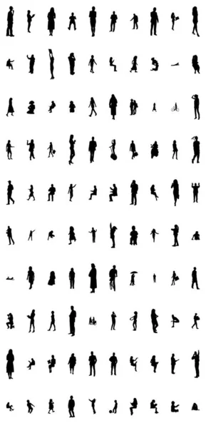 Vector Silhouettes Outline Silhouettes People Contour Drawing People Silhouette Icon — Stock Vector