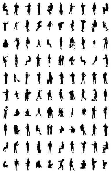 Silhouettes Vectorielles Silhouettes Esquissées Personnes Dessin Contour Silhouette Personnes Icône — Image vectorielle