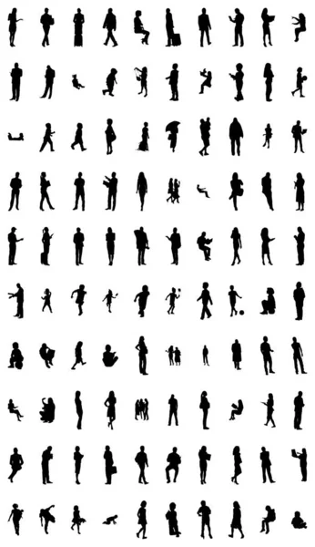 Silhouettes Vectorielles Silhouettes Esquissées Personnes Dessin Contour Silhouette Personnes Icône — Image vectorielle