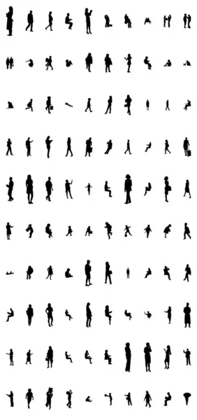 Vector Silhouettes Outline Silhouettes People Contour Drawing People Silhouette Icon — 스톡 벡터