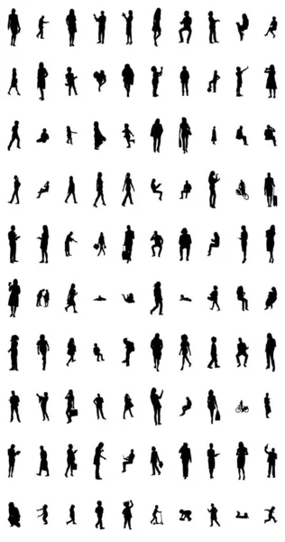 Silhouettes Vectorielles Silhouettes Esquissées Personnes Dessin Contour Silhouette Personnes Icône — Image vectorielle