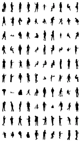 Silhouettes Vectorielles Silhouettes Esquissées Personnes Dessin Contour Silhouette Personnes Icône — Image vectorielle