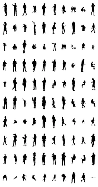 Vector Silhouettes Outline Silhouettes People Contour Drawing People Silhouette Icon — 스톡 벡터