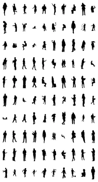 Silhouettes Vectorielles Silhouettes Esquissées Personnes Dessin Contour Silhouette Personnes Icône — Image vectorielle